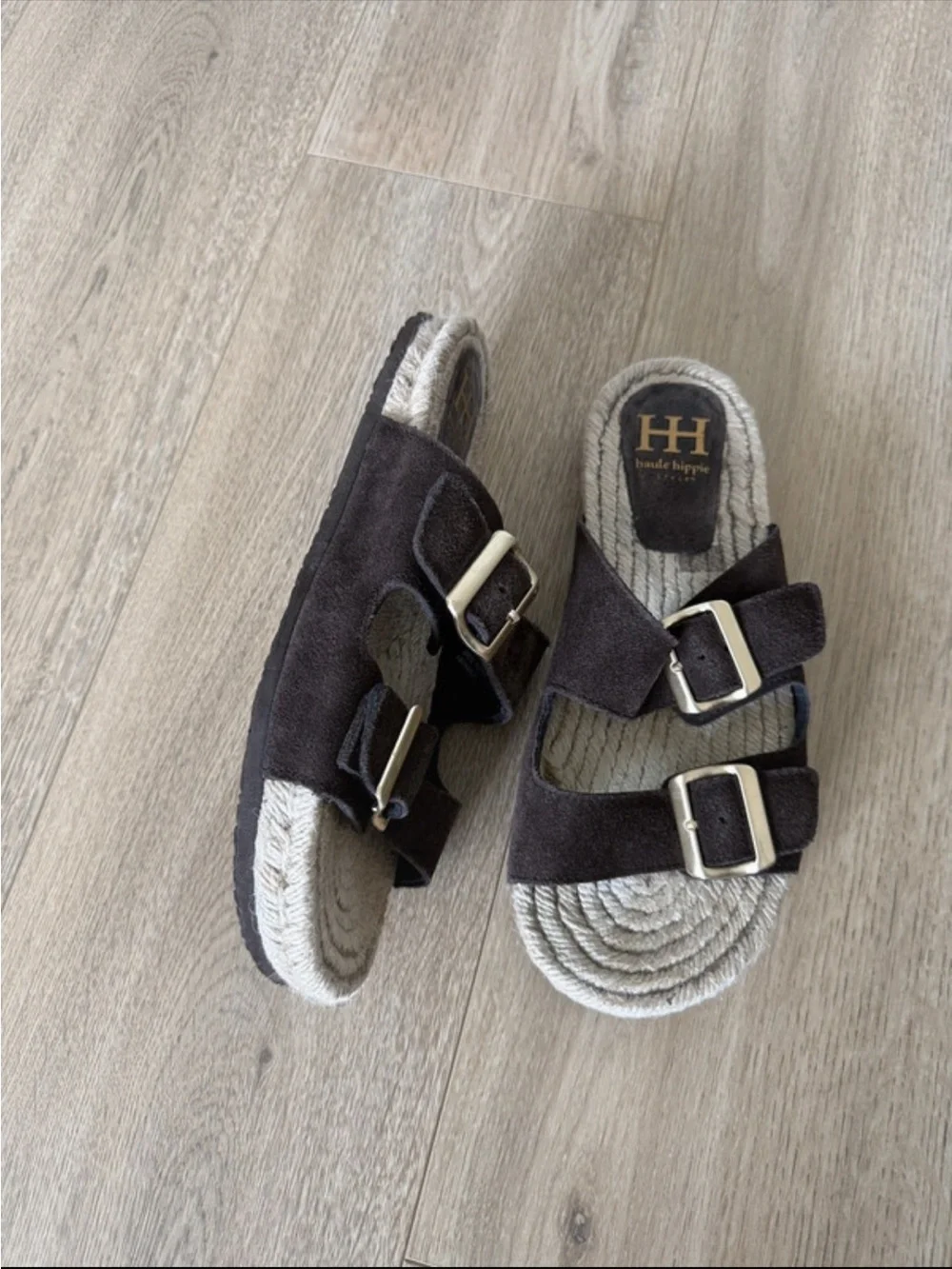 Haute Hippie Shoes Sandals Suede Double Buckle Slide Sandal